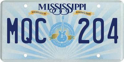 MS license plate MQC204
