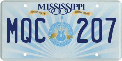 MS license plate MQC207