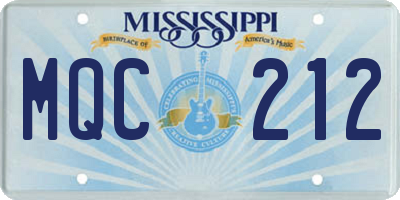 MS license plate MQC212