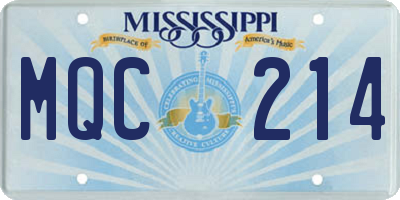 MS license plate MQC214