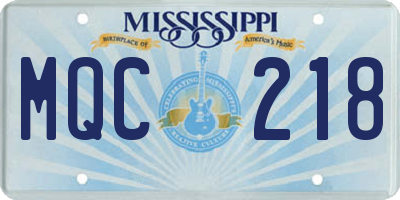MS license plate MQC218