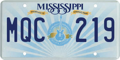 MS license plate MQC219