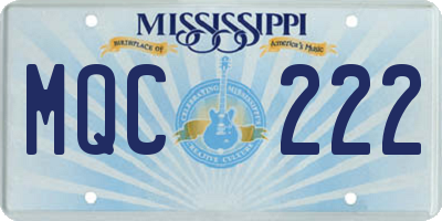 MS license plate MQC222