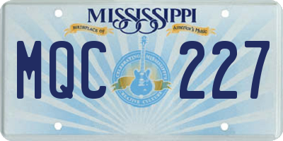 MS license plate MQC227