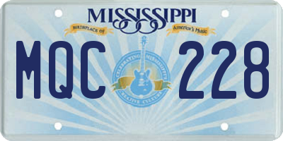 MS license plate MQC228