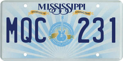 MS license plate MQC231