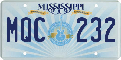 MS license plate MQC232