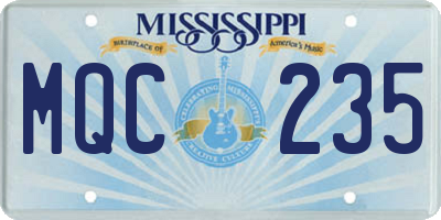 MS license plate MQC235
