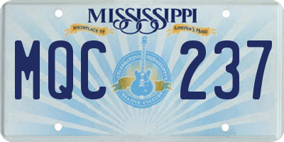 MS license plate MQC237