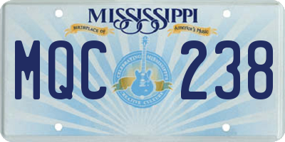 MS license plate MQC238