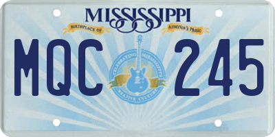 MS license plate MQC245