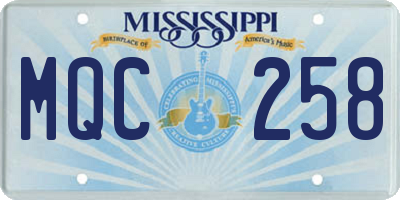 MS license plate MQC258