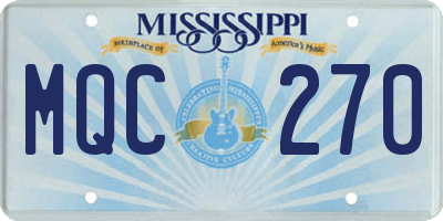 MS license plate MQC270