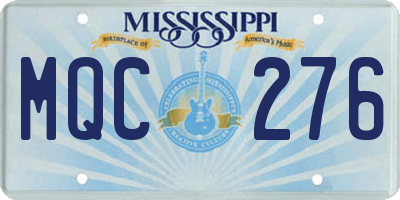 MS license plate MQC276