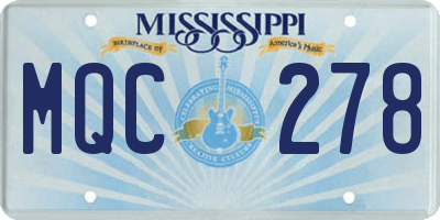 MS license plate MQC278