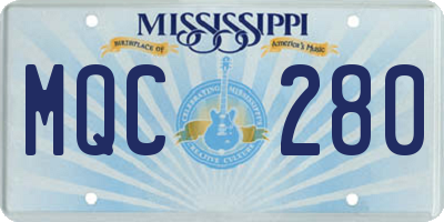 MS license plate MQC280