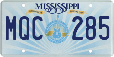 MS license plate MQC285