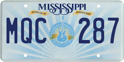 MS license plate MQC287