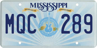 MS license plate MQC289