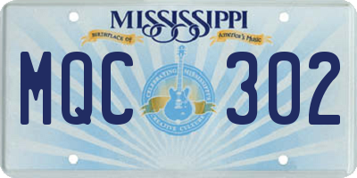 MS license plate MQC302