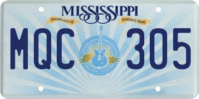 MS license plate MQC305