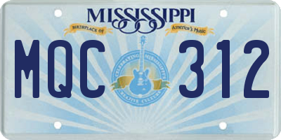 MS license plate MQC312