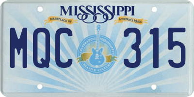 MS license plate MQC315