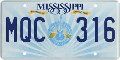 MS license plate MQC316