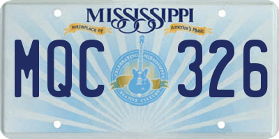 MS license plate MQC326