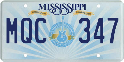 MS license plate MQC347