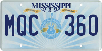 MS license plate MQC360