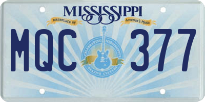 MS license plate MQC377