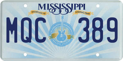 MS license plate MQC389