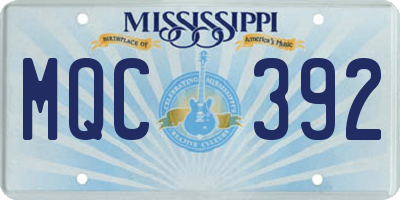 MS license plate MQC392