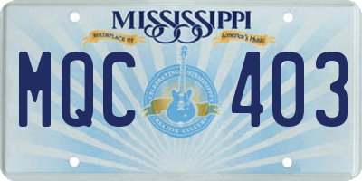 MS license plate MQC403