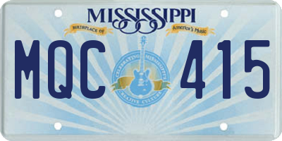 MS license plate MQC415