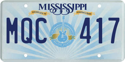 MS license plate MQC417