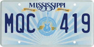 MS license plate MQC419