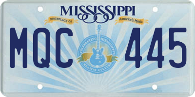 MS license plate MQC445