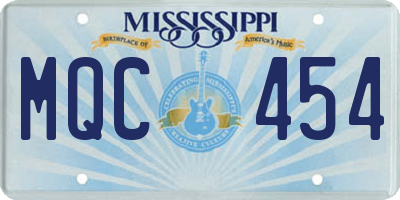 MS license plate MQC454