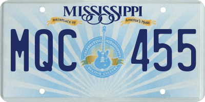 MS license plate MQC455