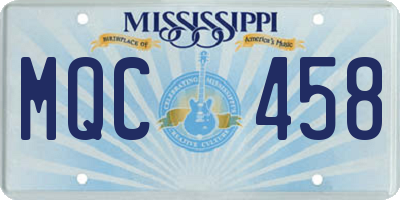 MS license plate MQC458