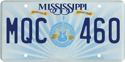 MS license plate MQC460
