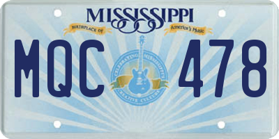 MS license plate MQC478