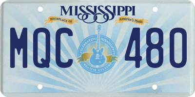 MS license plate MQC480
