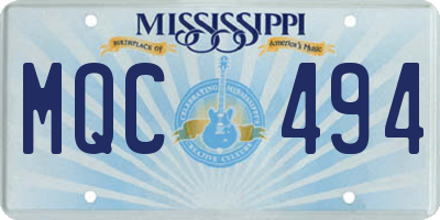 MS license plate MQC494