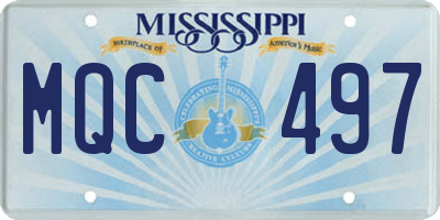 MS license plate MQC497