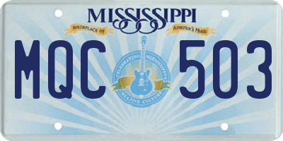 MS license plate MQC503