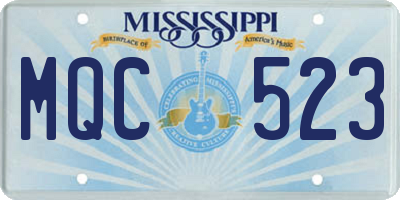 MS license plate MQC523