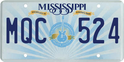 MS license plate MQC524